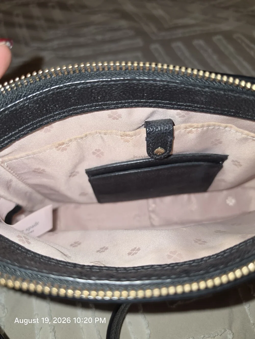 kate spade Black Pebbled Leather Crossbody with Gold Hardware
